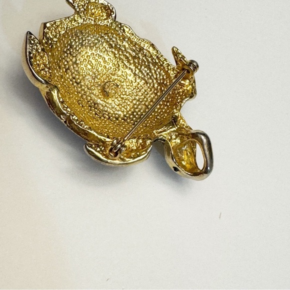 Vintage SJ Signed Gold Silver Tone Sea Turtle Brooch Pendant - Picture 8 of 12